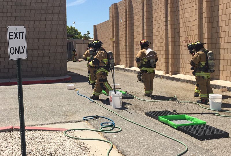 Yuma firefighters respond to a chemical leak at Arizona Western